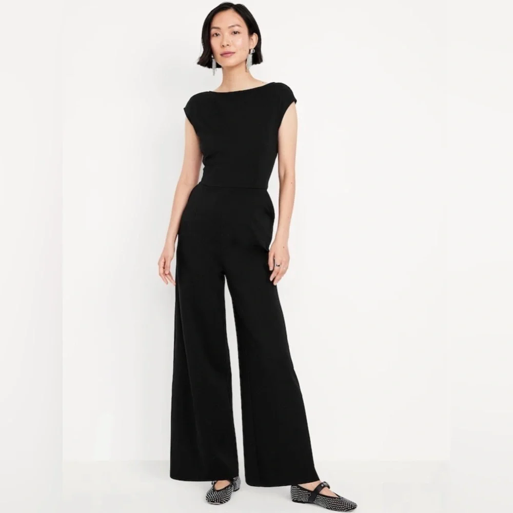 NWT! Old Navy Black Ponte-Knit Jumpsuit - Multiple Sizes